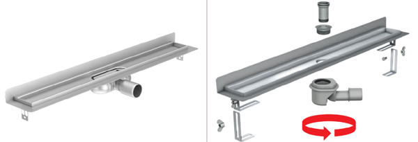 Aco tray with swivel or fisseted siphon